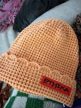 ethika Peach/Orange Knit Beanie with Branded Patch